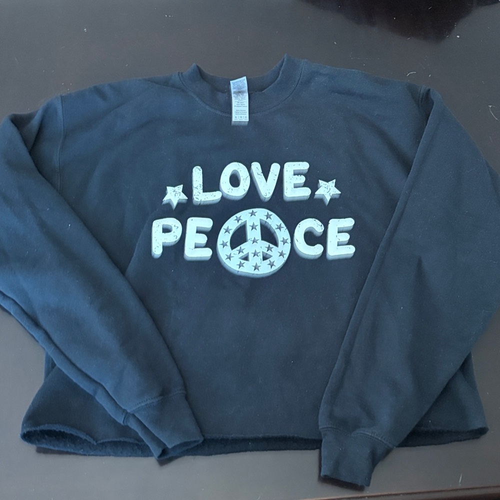 Love Black Sweatshirt with Peace Design